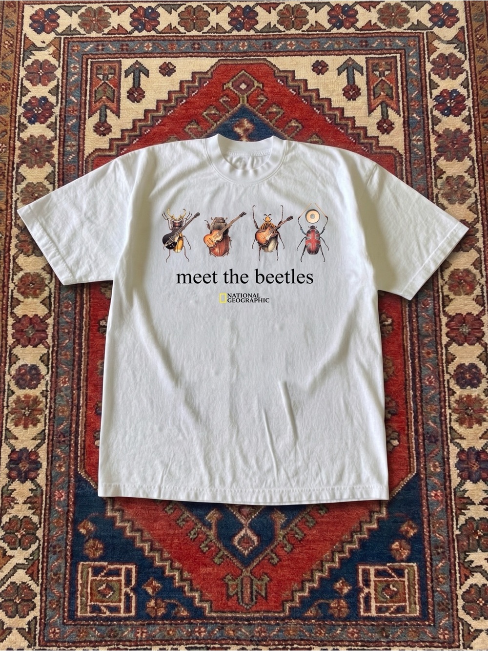 National Geographic Meet The Beetles Bug Band White Graphic T-Shirt